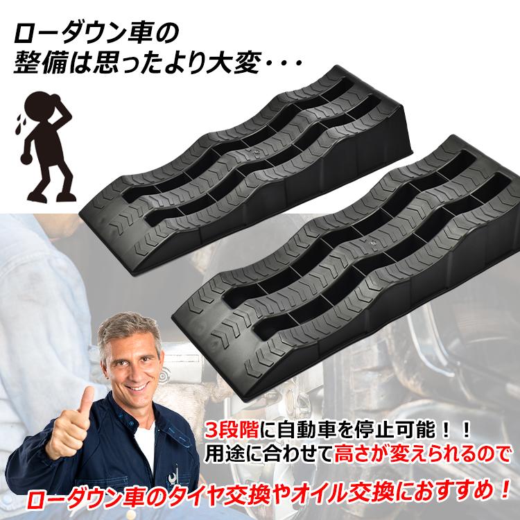 カースロープ 高さ3段階 波型 2個セット 整備用スロープ 耐荷重