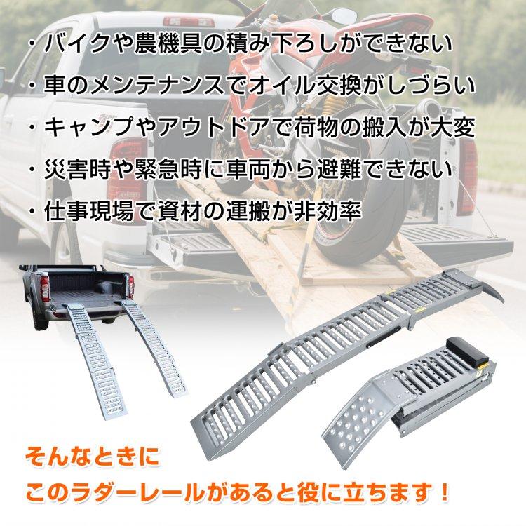 ラダーレール バイク スロープ 折りたたみ 1台 鉄 ブリッジ 3つ折り