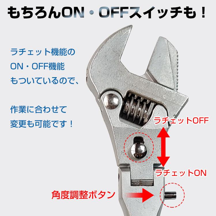 ラチェット式 モンキーレンチ 角度調整可能 口幅31mm 工具 レンチ
