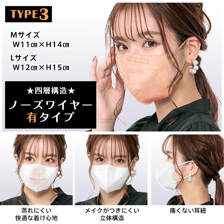 美容マスク Mサイズ マスク 不織布 立体 おしゃれ カラー バイカラー 女性 3D