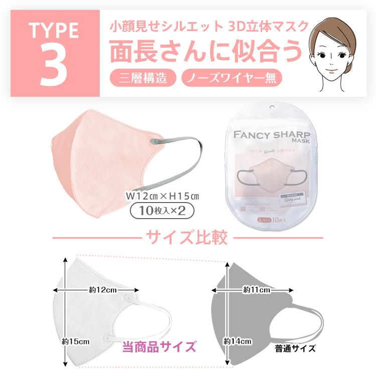 マスク 20枚 バイカラー 3D立体マスク 小顔効果 不織布 カラーマスク