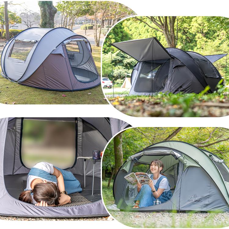 クラウドグレー 中サイズ キャンプテント 二つのドア 楽天市場】【スーパーSALE・P10倍】ダブルドアワンタッチテント