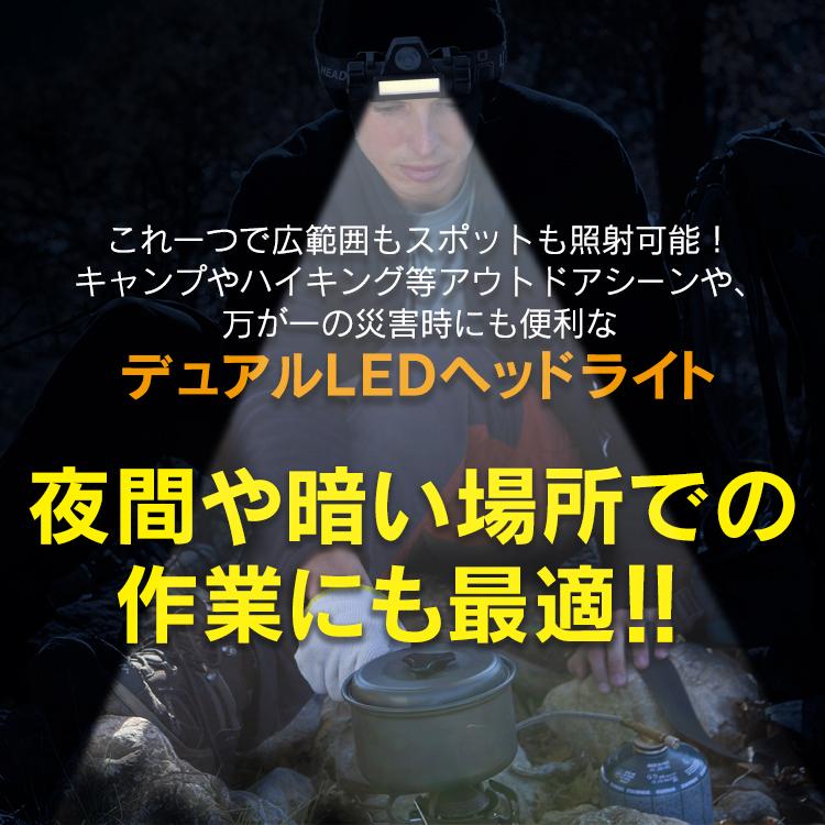 ヘッドライト LED 軽量 USB 充電式 高輝度 ヘッドランプ IPX5 COB 防水