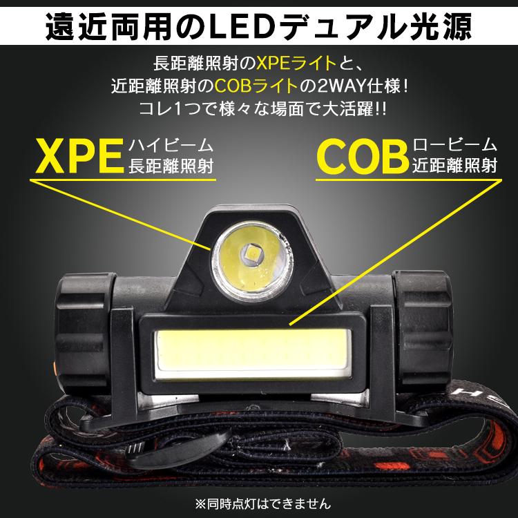 ヘッドライト LED 軽量 USB 充電式 高輝度 ヘッドランプ IPX5 COB 防水