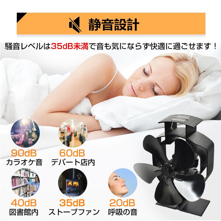 ストーブファン 首振り 5枚 エコファン 電源不要 自動 静音 省エネ