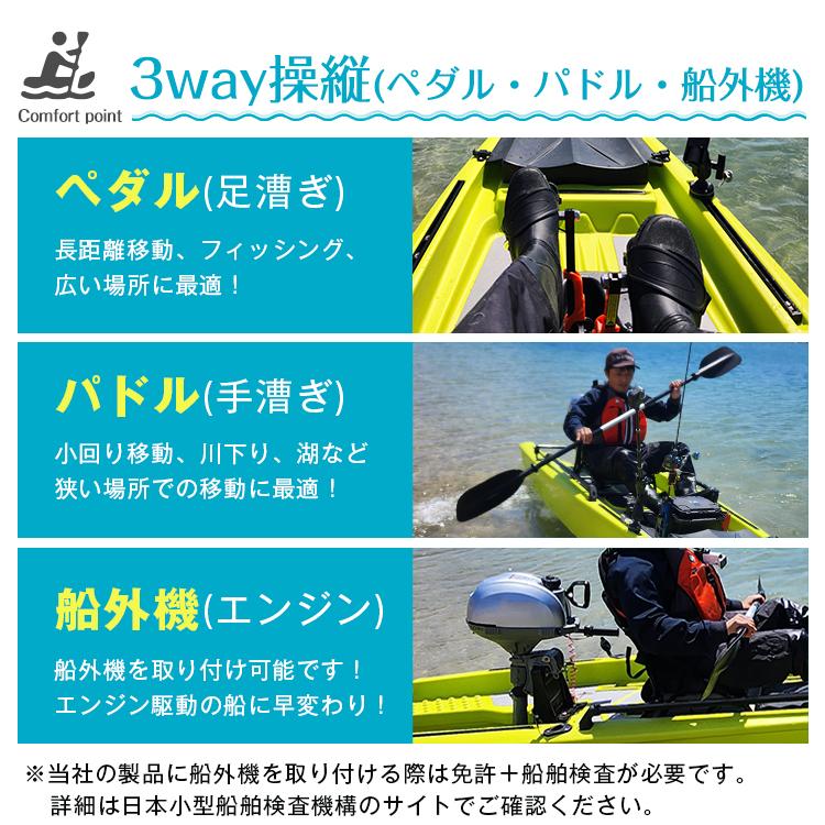 カヤック ペダル式 フィッシングカヤック ペダル 手漕ぎ 足漕ぎ 船外機 