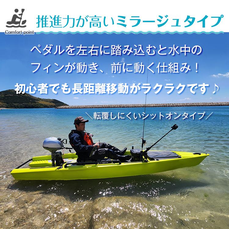 カヤック ペダル式 フィッシングカヤック ペダル 手漕ぎ 足漕ぎ 船外機 
