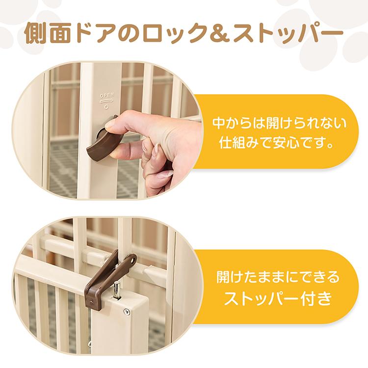 ペットケージ 犬 猫 ケージ ゲージ ペットサークル 耐荷重75kg 天板 天面 側面 ドア 2ドア ダブルドア 丸洗いOK 小型犬 中型犬 四輪 360° キャスター 軽量 頑丈の画像