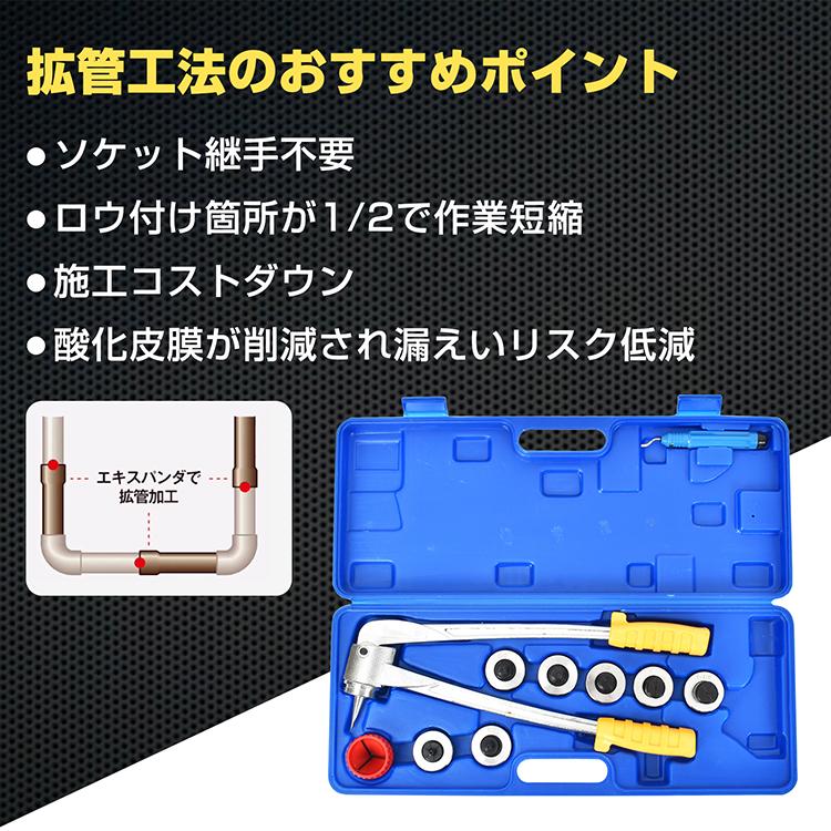 値下げしました。エアコン配管　拡管エキスパンダ 鋼管エキスパンダセット エキスパンダー 手動式 チューブ