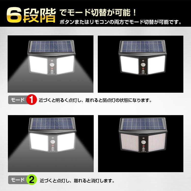 LED ソーラー ライト センサー 360LED 夜間照明 防水 人感 防犯