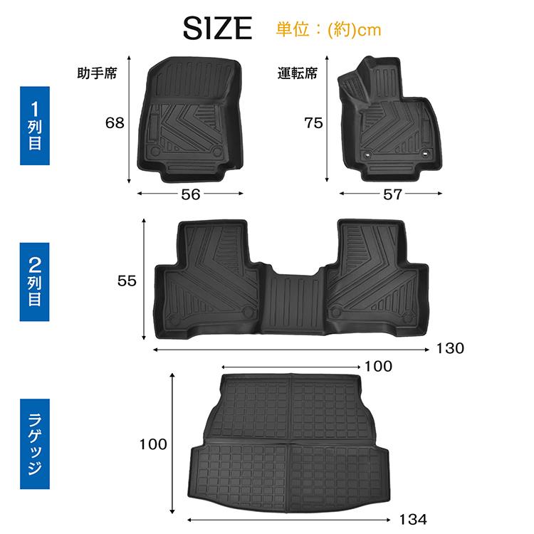 車用 フロア ラゲッジ フルセット マット トヨタ RAV4 XA 50系 専用 5