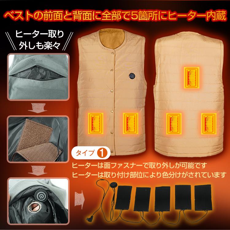 ヒーターベスト 電熱ベスト 加熱 電熱ジャケット 冬 発熱 秋 ヒーター