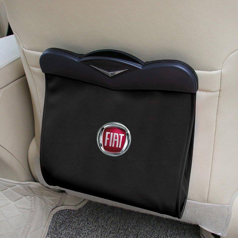 Fiat フィアット 車用ゴミ箱 車載ゴミ袋 車用収納ケース シートバックポケット 上質で快適 Puレザー製 4色選択 Ledライト付き 磁気付き