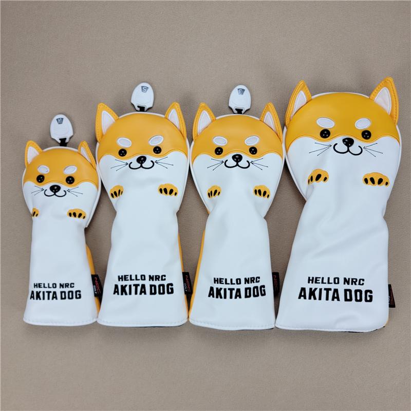 送料無料 ゴルフクラブヘッドカバー ドライバーフェアウェイ ゴルフヘッドカバー セットかわいい 犬4個 Enish E