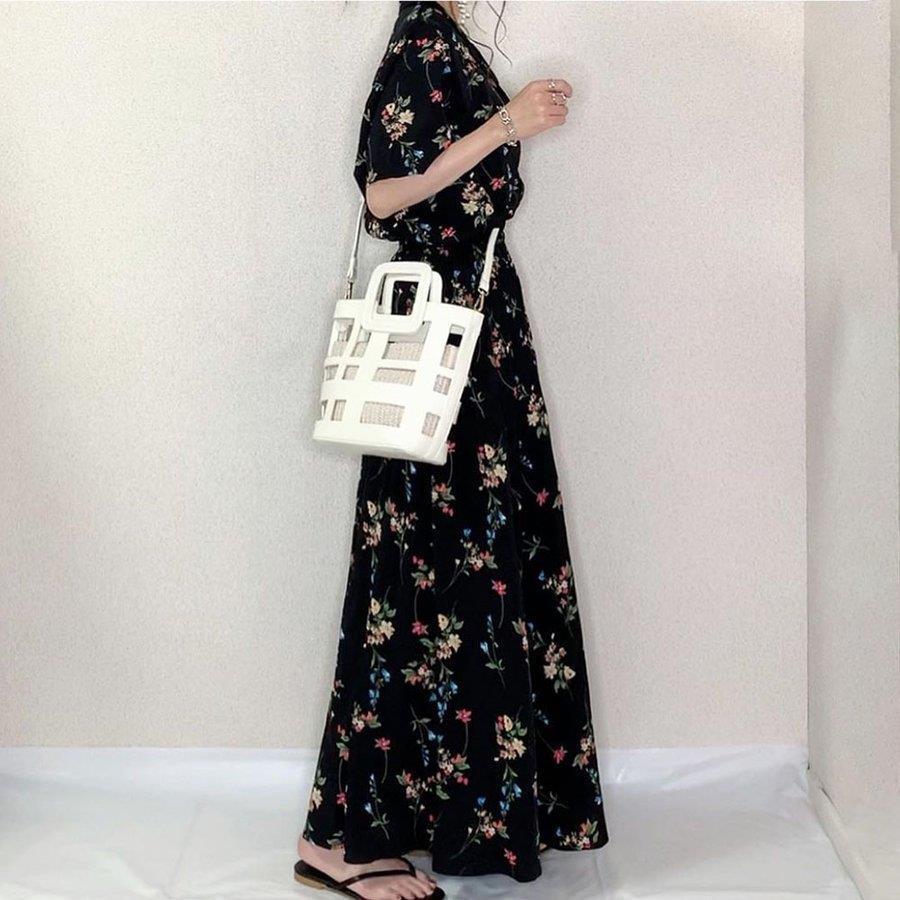 世界的に ワンピース レディース 夏 キレイめ マキシ丈ワンピース 半袖 シフォンワンピ 花柄 ロング丈ワンピ オシャレ Vネック 通勤 着痩せ Email Cisama Sc Gov Br