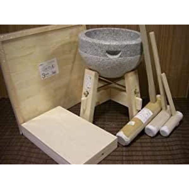 餅つき道具 三升用臼 木台・杵S・子供用キネ大小2本・三升用のし板・餅箱セット(teto188) オフィス木村it21|luckyhanto|02