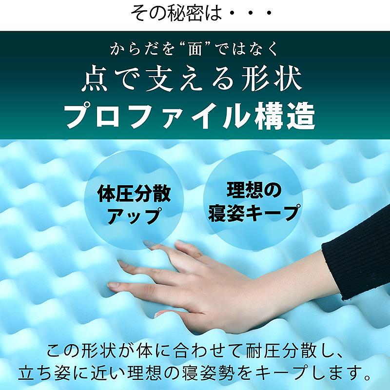 画期的 マットレス シングルサイズ プロファイル 加工 両面仕様 凸凹 12cm エコテックスISO工場生産 硬め 竹炭カバー ねるん -ART_9