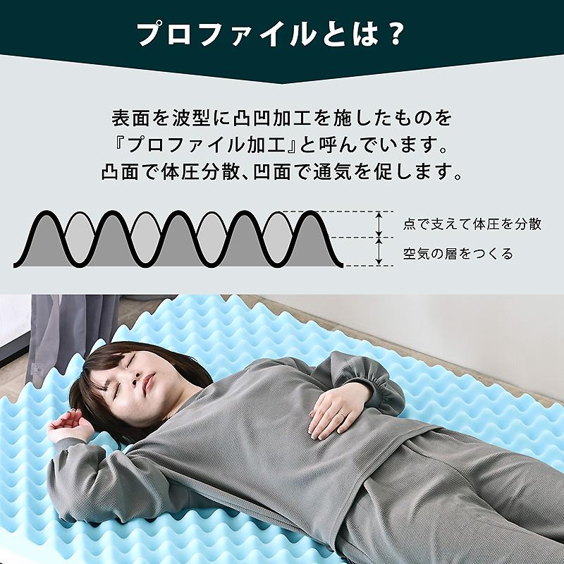 画期的 マットレス シングルサイズ プロファイル 加工 両面仕様 凸凹 12cm エコテックスISO工場生産 硬め 竹炭カバー ねるん -ART_10