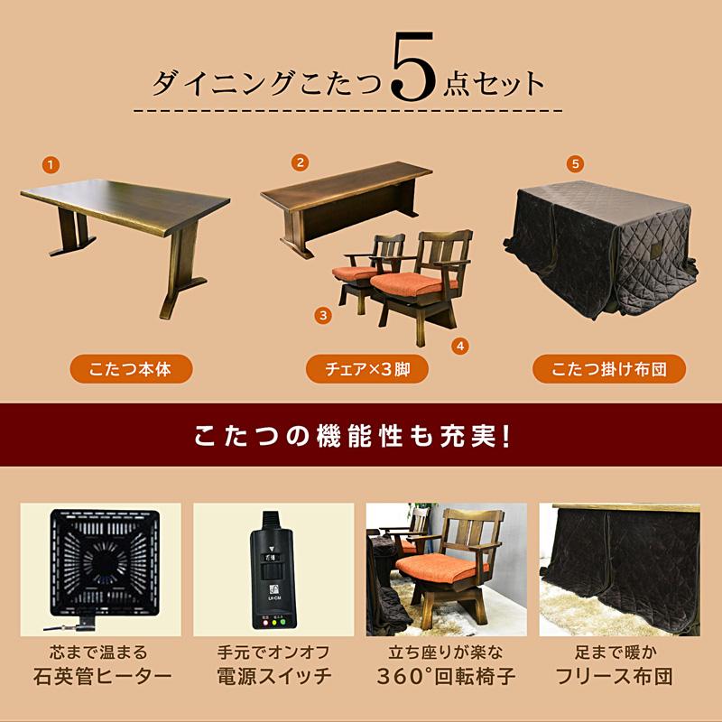 ARTTOWN こたつ 炬燵 コタツ 150×90cm こたつ布団付 5点セット タモ 