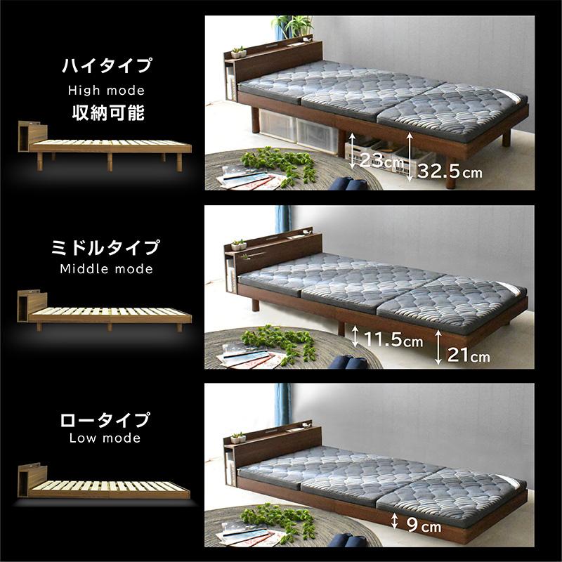 ベッド ベッドフレーム シングルベッド 最安値に挑戦 すのこベッド ベット シングル コンセント付 LED照明 宮付き 木製 ロマン -ART｜luckykagu｜12
