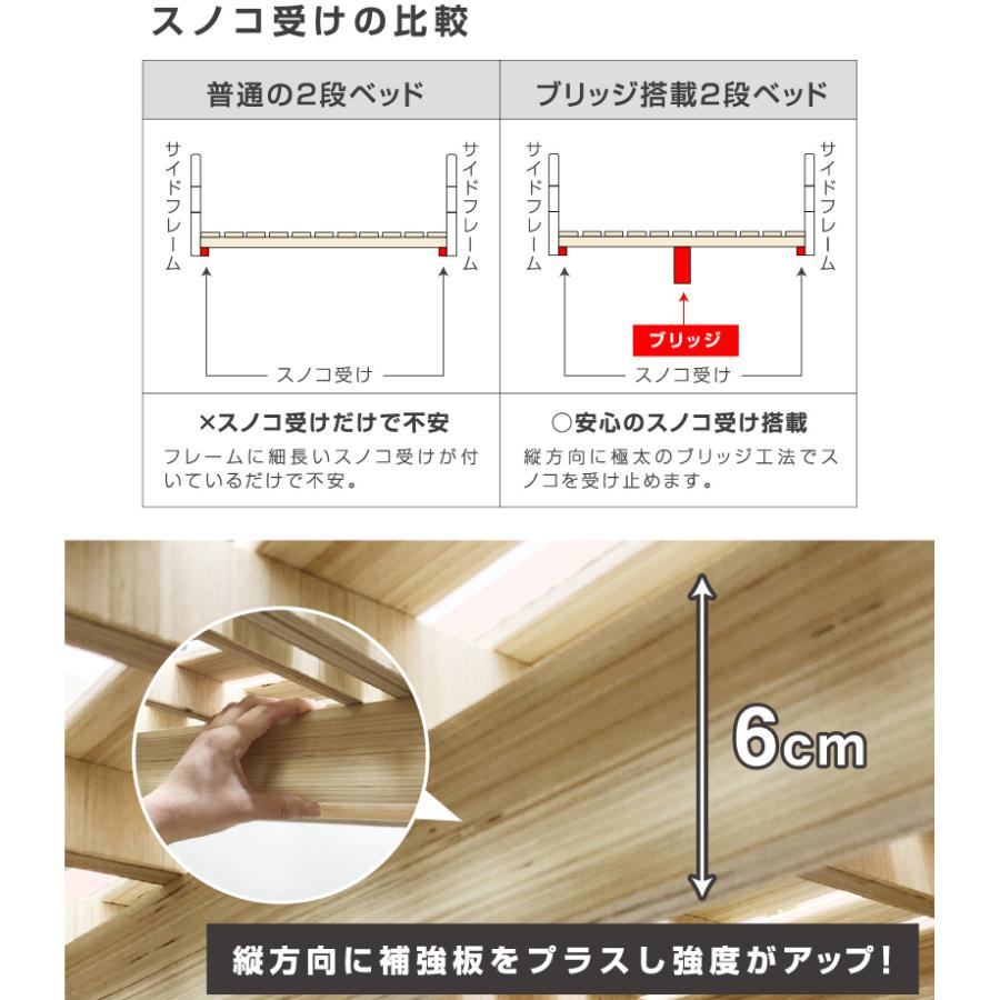 限定100台大特価 グラつかない 二段ベッド 2段ベッド 子供 サイド宮付き ブックラック付き 天然木 竹製 耐震式 500kg 本体フレームのみ モデル7 -ARTの画像