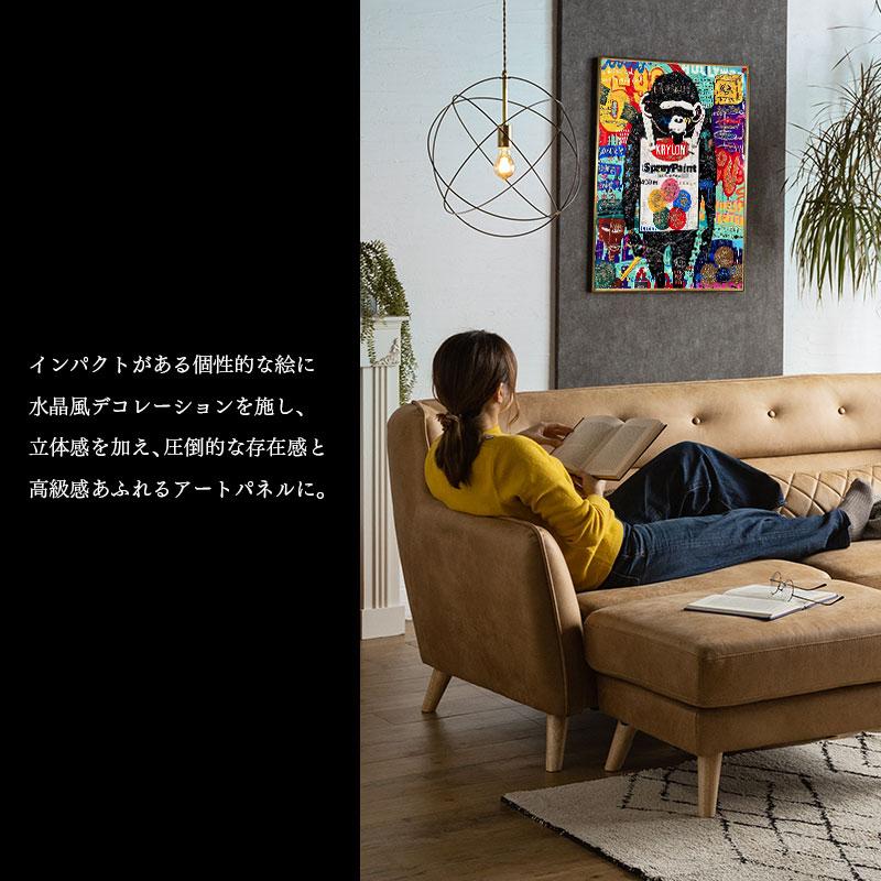 水晶パネル アートパネル 60×80cm ポップアート バンクシー 金フレーム