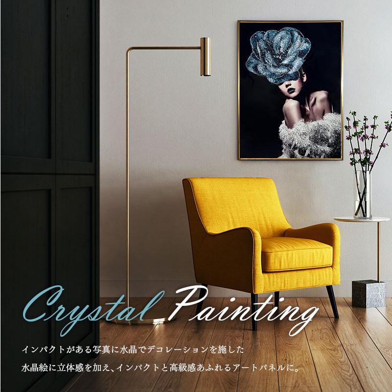 水晶パネル アートパネル 水晶絵 60×80cm 金フレーム付き 女性