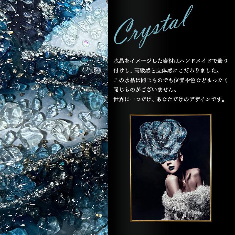 水晶パネル アートパネル 水晶絵 60×80cm 金フレーム付き 女性