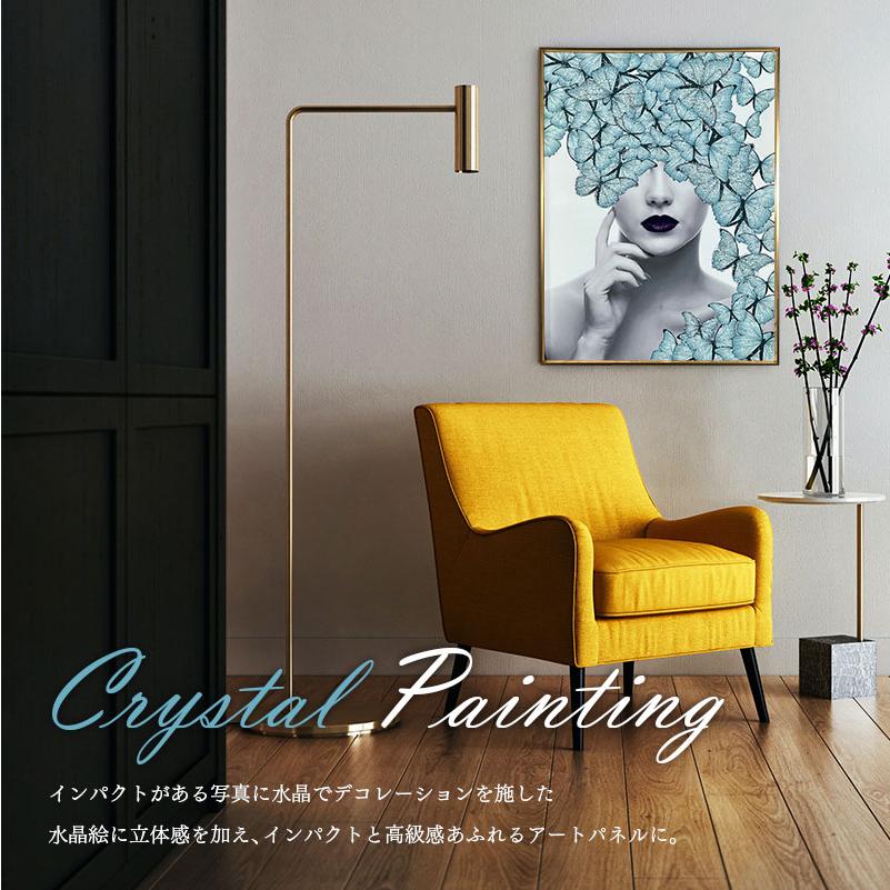 水晶パネル アートパネル 水晶絵 60×80cm 金フレーム付き 女性