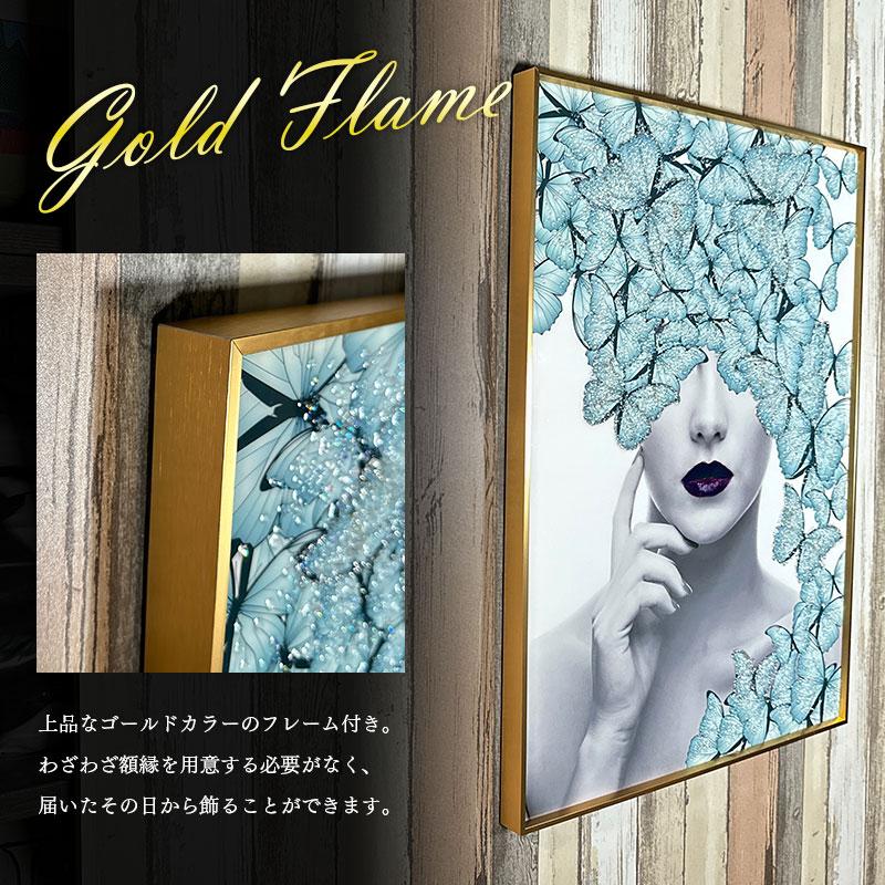 水晶パネル アートパネル 水晶絵 60×80cm 金フレーム付き 女性