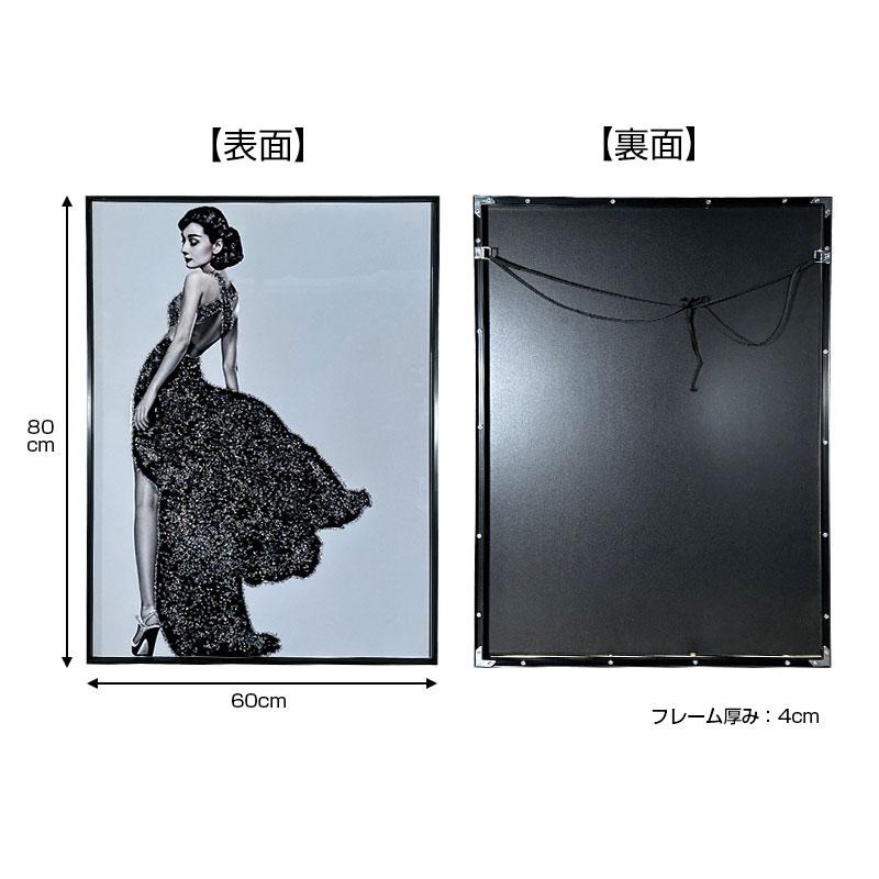 水晶パネル アートパネル 水晶絵 60×80cm 黒フレーム付き 偉人