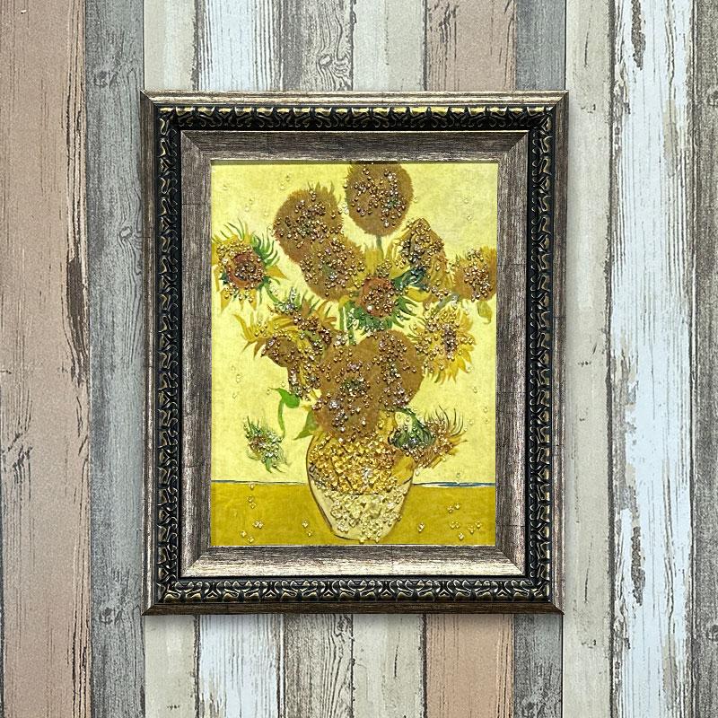 水晶パネル アートパネル 42×52cm 名画 ひまわり フレーム付き クリスタル 絵 イラスト おしゃれ 高級感 KH2095-2_3