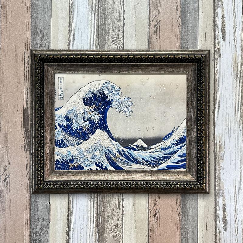 水晶パネル アートパネル 42×52cm 名画 神奈川沖浪裏 フレーム付き クリスタル 絵 イラスト おしゃれ 高級感 KH2121_3