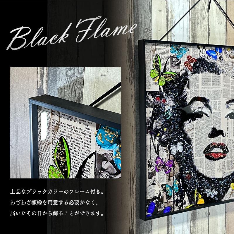 水晶パネル アートパネル 60×60cm ポップアート 黒フレーム付き 水晶パネル アートパネル 60×60cm ポップアート 黒フレーム付き