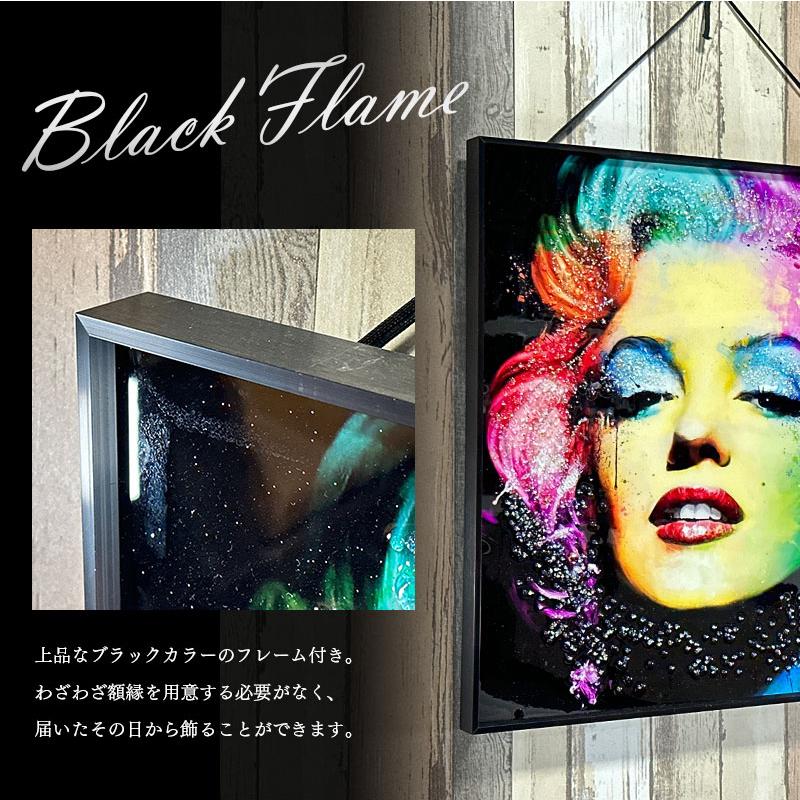 水晶パネル アートパネル 60×60cm ポップアート 黒フレーム付き 