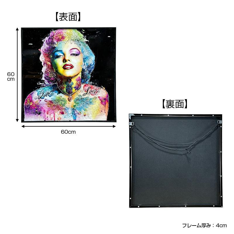 水晶パネル アートパネル 60×60cm ポップアート 黒フレーム付き