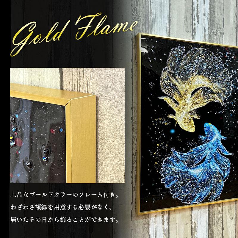 水晶パネル アートパネル 60×80cm 開運画 金フレーム付き 水晶パネル アートパネル 60×80cm 開運画 金フレーム付き