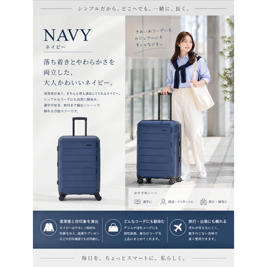 値下げしました　ダイスキ　ネイビー ナイロン キャリーバッグ FANCY WONDERLAND スーツケース Lサイズ 軽量 拡張機能 キャリーケース