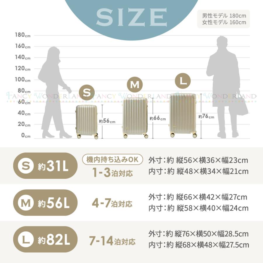 FANCY WONDERLAND スーツケース m キャリーケース mサイズ 軽量 大容量  