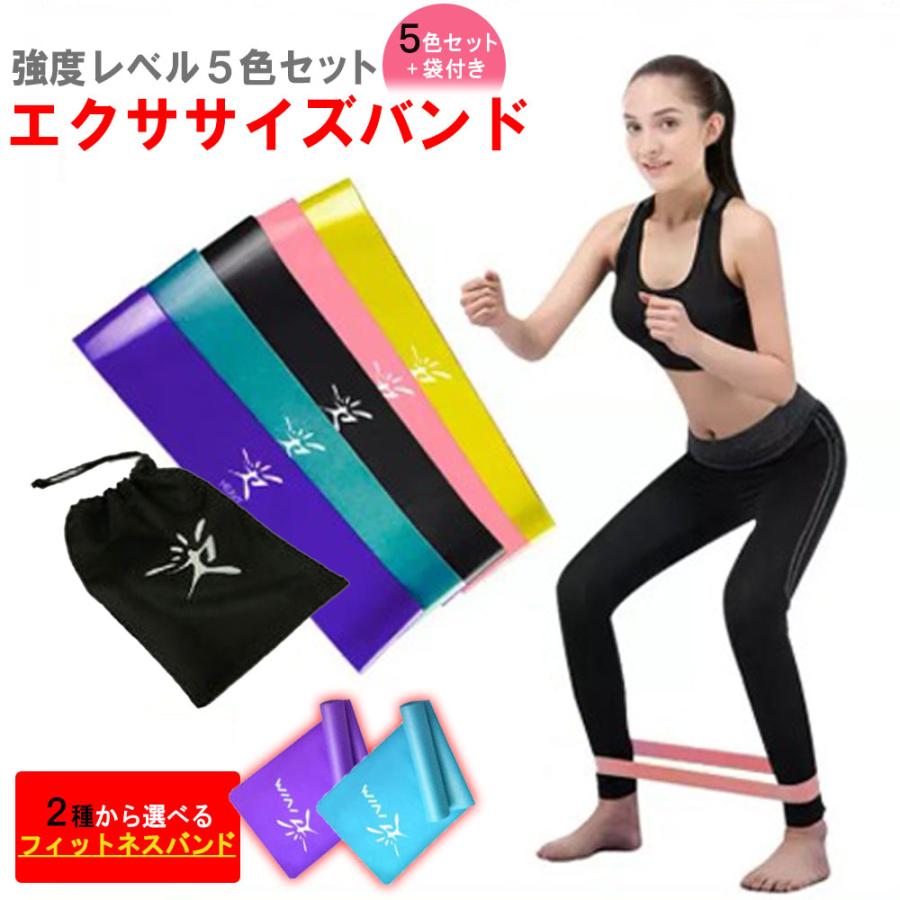エクササイズバンド トレーニングチューブ フィットネスチューブ ゴムバンド ヨガバンド 強度別5本セット 自宅トレーニング 爆買 | 