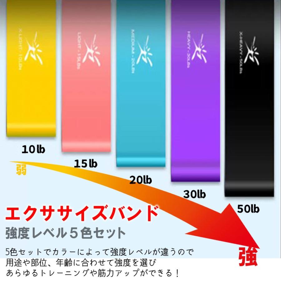 エクササイズバンド トレーニングチューブ フィットネスチューブ ゴムバンド ヨガバンド 強度別5本セット 自宅トレーニング|luckypanda|02
