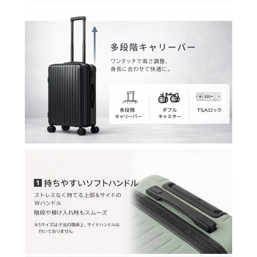 スーツケース m 軽量 キャリーケース Mサイズ 中型 トランクケース 旅行 4泊 5泊 7泊 大容量 TSA 静音 耐久性 おしゃれ かわいい 修学旅行 ty2506-m 爆買の画像
