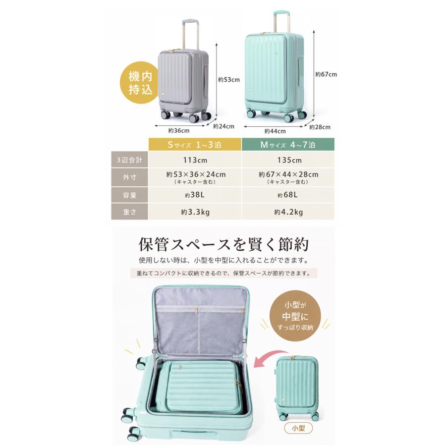 スーツケース 機内持ち込み フロントオープン キャリーケース sサイズ 前開き 軽量 1泊 TSAロック おしゃれ かわいい トランクケース TY2309 爆買 | FANCY WONDERLAND | 34