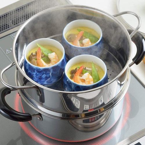 マル球両手チャイナ鍋と蒸しトレイのセット