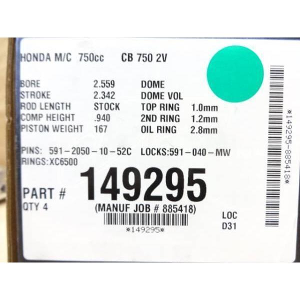 ①2本セット 最安値保証！ 新品CB750K0用 JE 65mm 836cc 12.5:1 149295 ピストン