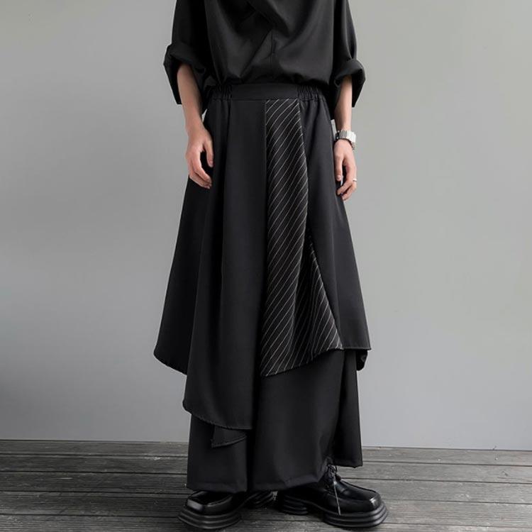 ワイドパンツ メンズ 袴パンツ ロング丈 イレギュラー フレア