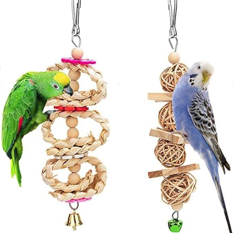 おもちゃ 8点セット 鳥のおもちゃ オウム インコ 鈴 噛む玩具 木製