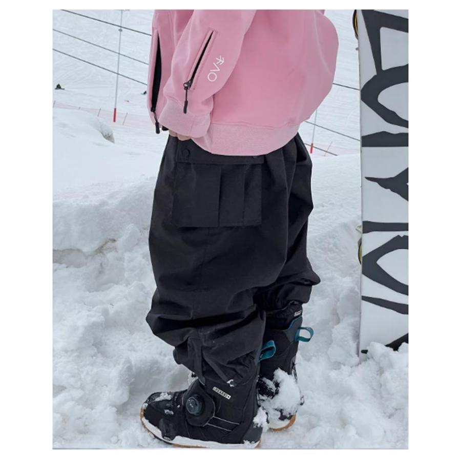 黒 防水 レディース 秋 スノーボードウェア カジュアルパンツ 春