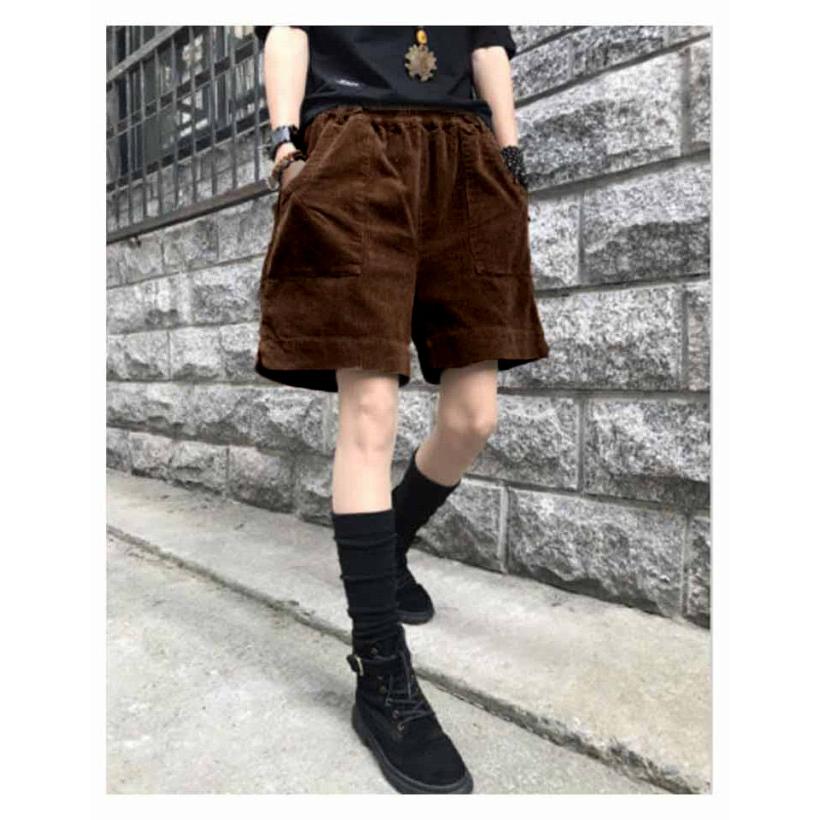 暖かい 短パン コーデュロイ ショートパンツ タック レディース パンツ