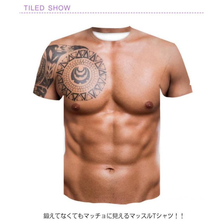 半袖 マッチョ 筋肉 仮装 おもしろ tシャツ コスプレ パーティー 【2点